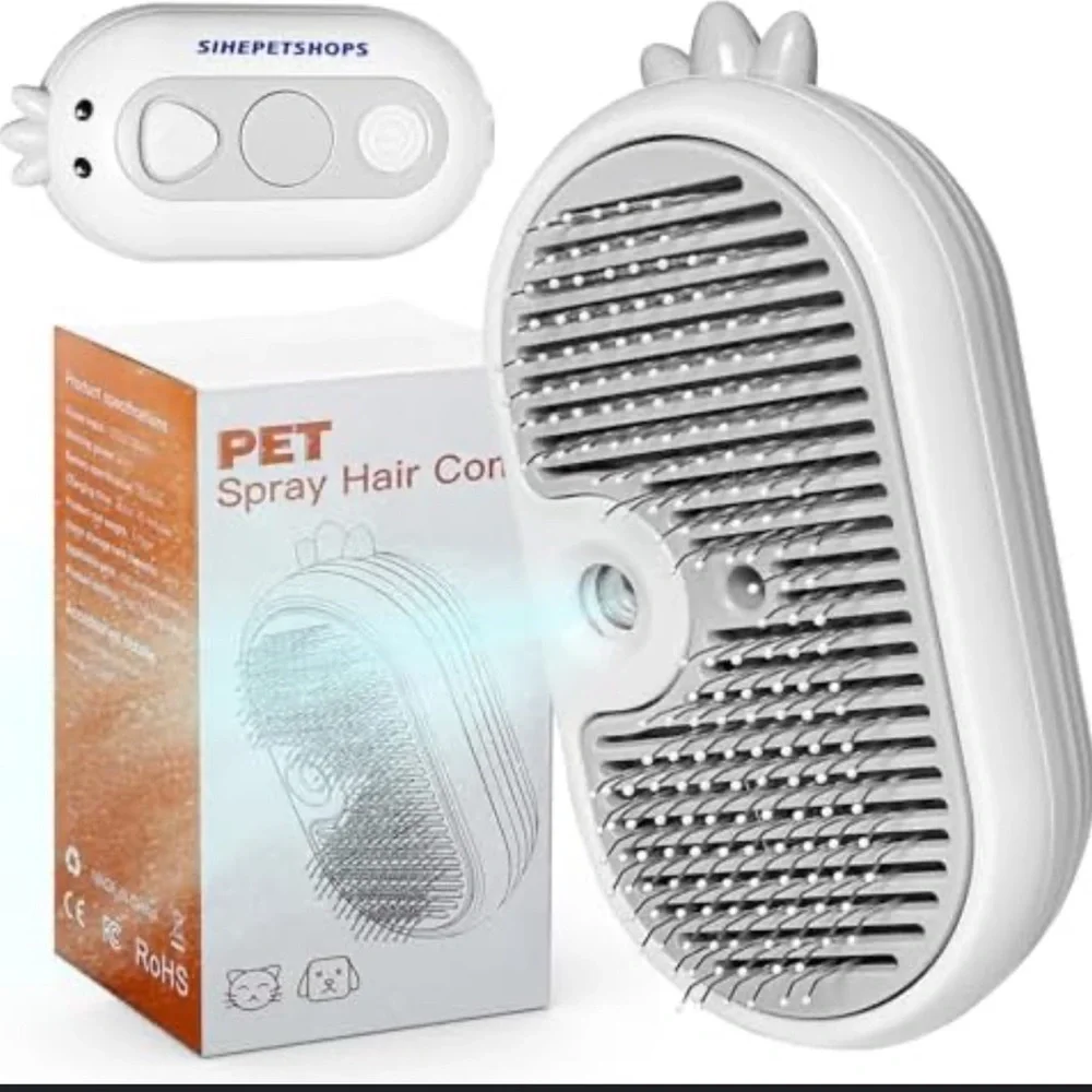 Pet Spray Hair Comb Cat Dog Brush Steam 3-in-1 Long/Short Hair Care Removal NIB